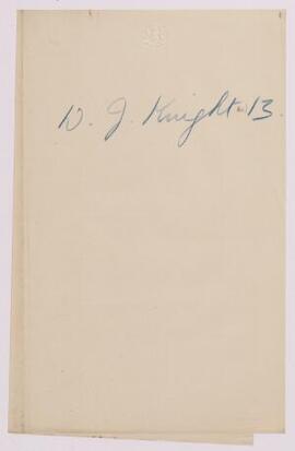 W. J. Knight, Brecon, Nov. 1915, re Trooper Griffiths,