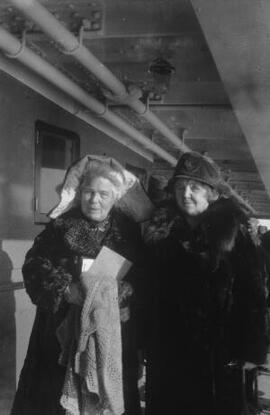 [Margaret Lloyd George and another woman aboard a ship]