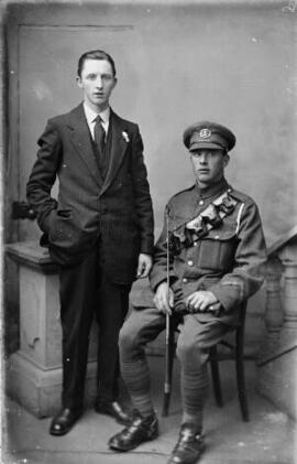 [Soldier from South Lancashire Regiment and a civilian]