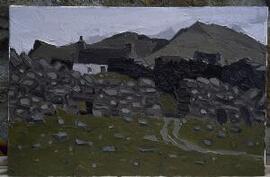 [Stone wall and cottage]