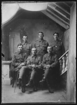 [Studio portrait of six soldiers]