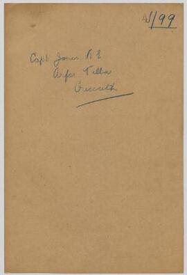 Capt. Jones, Criccieth, April 1916, congratulations on his promotion,