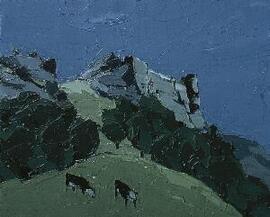 [Cattle grazing below a rocky outcrop II]