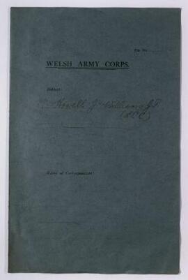 Mr Howell J. Williams JP, Jan. 1915, re raising second battalion London Welsh,