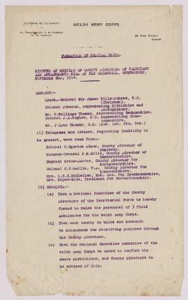 Minutes of meeting of County Directors of Voluntary Aid Detachments, 2 Nov. 1914,