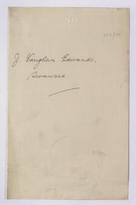 J. Vaughan Edwards, Swansea, letter 29 Oct. 1915 re commission for F. W. Bennett,