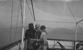 [David, Megan and Margaret Lloyd George aboard 'Sabrina']