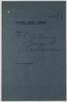 R. P. Williams, Caernarfon, telegram, 2 Sept. 1915, re the possibility of an appointment to the M...