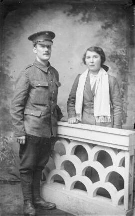 [Soldier with sweetheart or sister]
