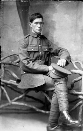 [Soldier, Welsh Regiment, seated]
