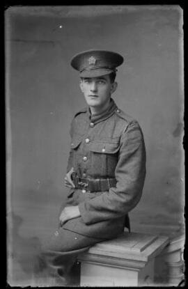 [Studio portrait of a soldier in the Canadian Expeditionary Force]