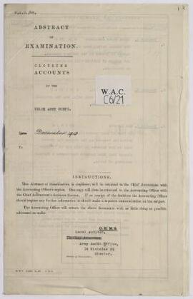 Abstract of Examination of Clothing account of the Welsh Army Corps for Dec. 1915, passed June 19...