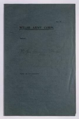 Correspondence, Nov. 1914, of John Owens, Chester and Owen W. Owen re arranging transfer of Major...