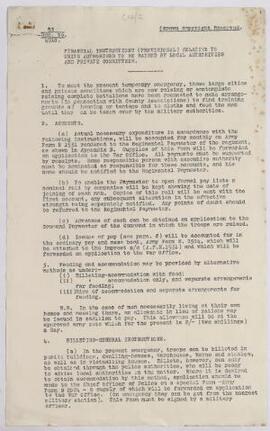Two copies of Financial Instructions (Provisional) relative to units authorised to be raised by l...