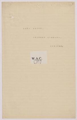 Correspondence, Aug. 1915-Jan. 1916, with the Land Agent, Chester. 1915-16,