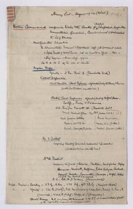 Manuscript 'Army List, August 1914 (the last)',