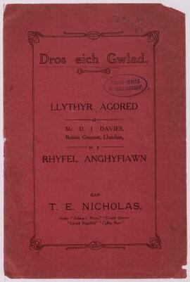 Dros eich gwlad : : llythyr at D.J. Davies ar y Rhyfel Anghyfiawn,