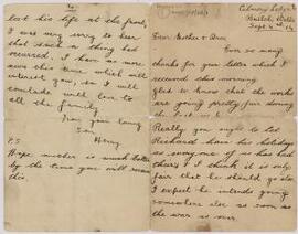 Letter from Henry Williams to his mother and brother,